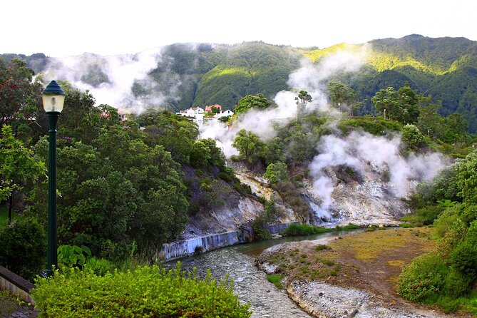 Couples PRIVATE Hybrid 4X4 Tour - Furnas (Inc Hot Springs and 3 Course Lunch) - Lagoa das Furnas and a Gothic lakeside chapel