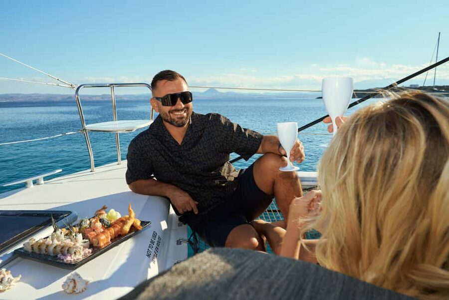 Heraklion: Dia Island Romantic Sunset Cruise with Wine - Food, wine, and the practical meaning of all-inclusive