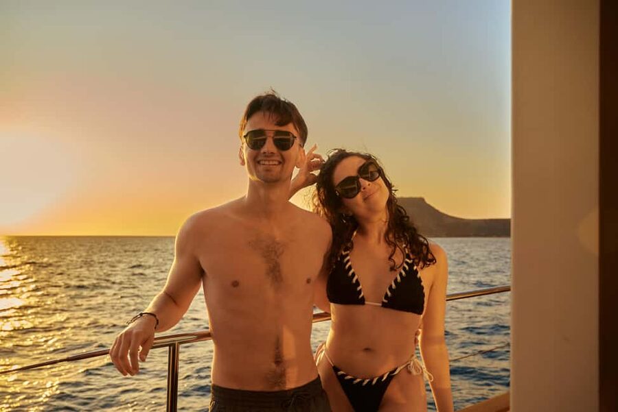 Kissamos: Romantic Sunset Sailing Catamaran Cruise - Cretan Cheese, Fruit, Wine, and Sunset Light