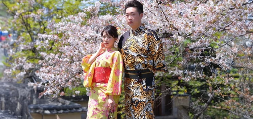 Kyoto Kimono Rental mimosa ｜Kimono/Yukata Rental Couple Plan - The basic outfit and the paid upgrades