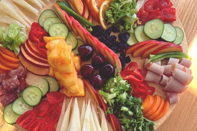 Panormo: Luxury Sunset Catamaran Cruise Sushi & Open Bar - Sushi, fruit, and an open bar at anchor