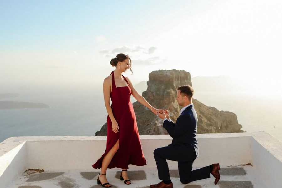 Proposal Photographer in Santorini - A Santorini proposal built around your plans