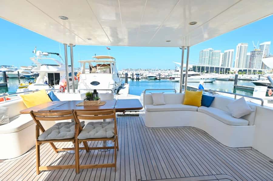 Romantic Dinner on Private Yacht - Dubai Marina with a sunset backdrop