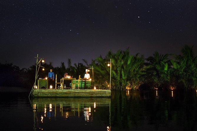 Romantic Dinning On The Bamboo Raft - Leaving Hoi An for the Thu Bon River