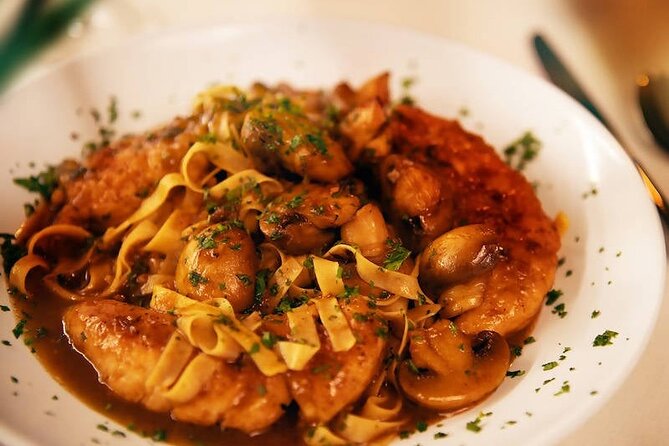 Romantic Italian Date Night in NYC - The main course: chicken, cream sauce, or a vegetarian alternative