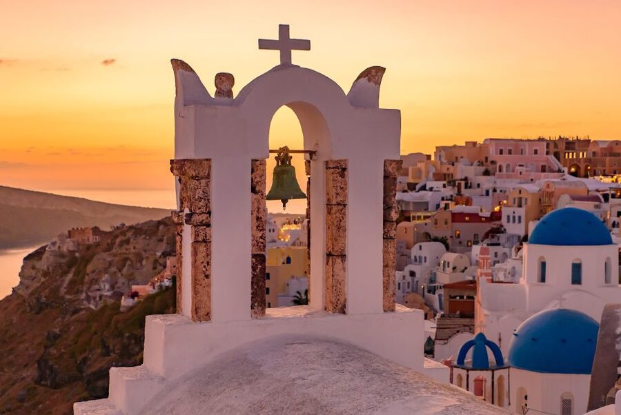 Santorini: Romantic Sunset Caldera Cruise with Dinner - Boarding the King Thiras at Athinios