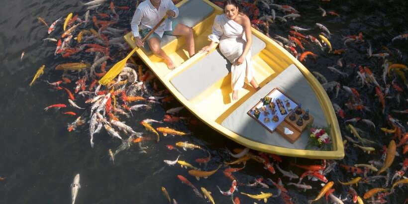 Ubud: The Original Koi Fish Yellow Boat Photo Moment - Who will enjoy this most?