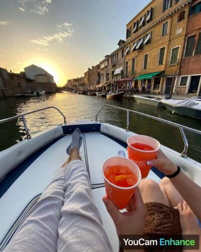 Romantic sunset cruise on the Venice lagoon